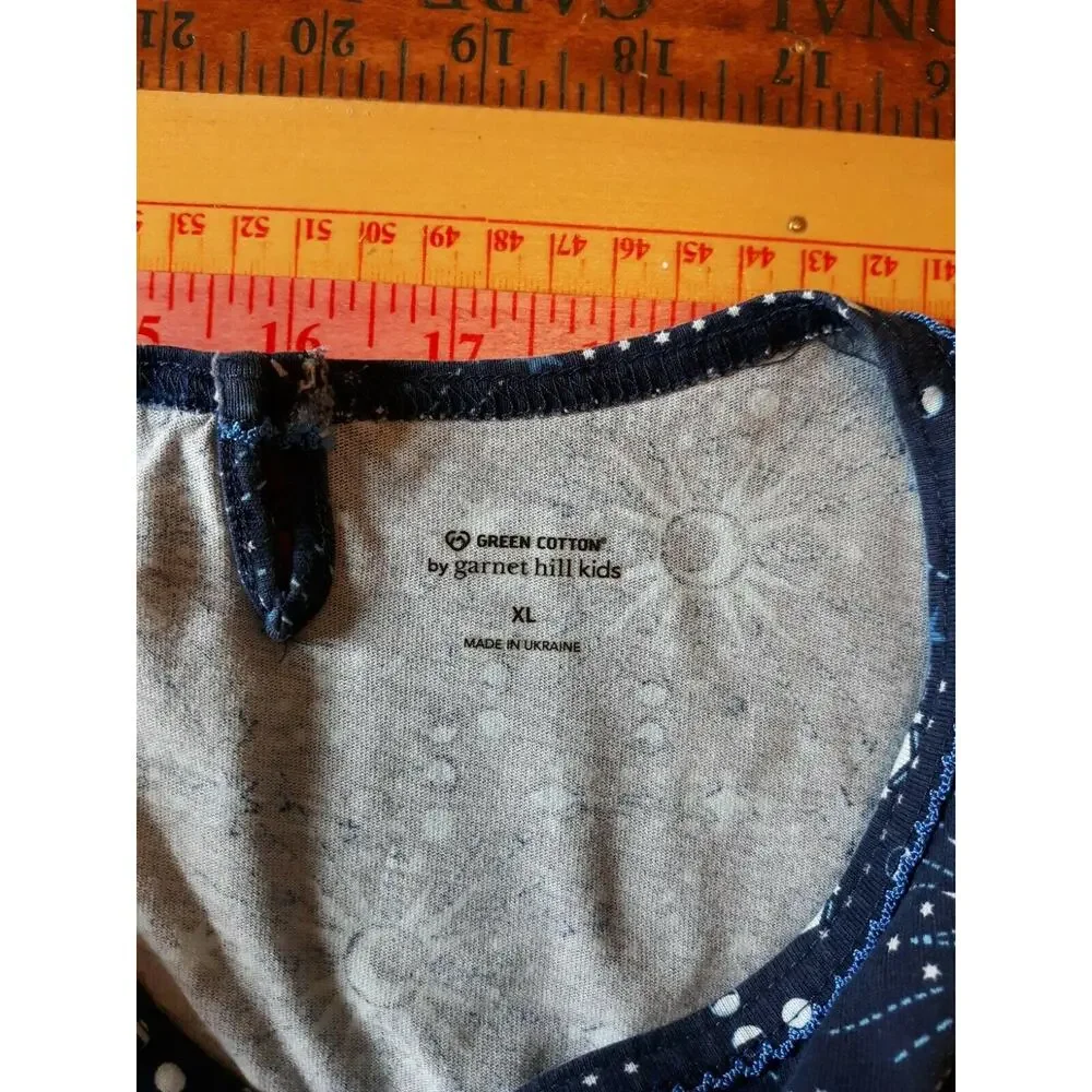 GARNET HILL Green Kids 14 16 Long Sleeve XL Youth Sun Moon 100% ORGANIC Cotton